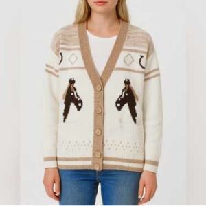 Luna Ivy Horse Patterned Cardigan Sweater